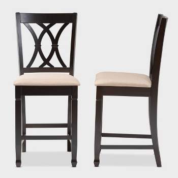 2pc Reneau Finished Wood Counter Height Pub Chairs - Baxton Studio