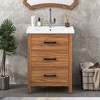 SeaCamel 24" Single Sink Bathroom Vanity - Modern Freestanding Cabinet with 3 Drawers & Ceramic Basin - 2 of 4