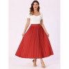 INSPIRE CHIC Women's High Waist Side Zipper Casual Party Flowy Pleated Maxi Skirt - 3 of 4