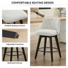 Linen Swivel Counter Height Bar Stools Set of 2 with Tufted Back and Solid Wood Frame for Kitchen Island, Cafe, or Home Bar - 3 of 4
