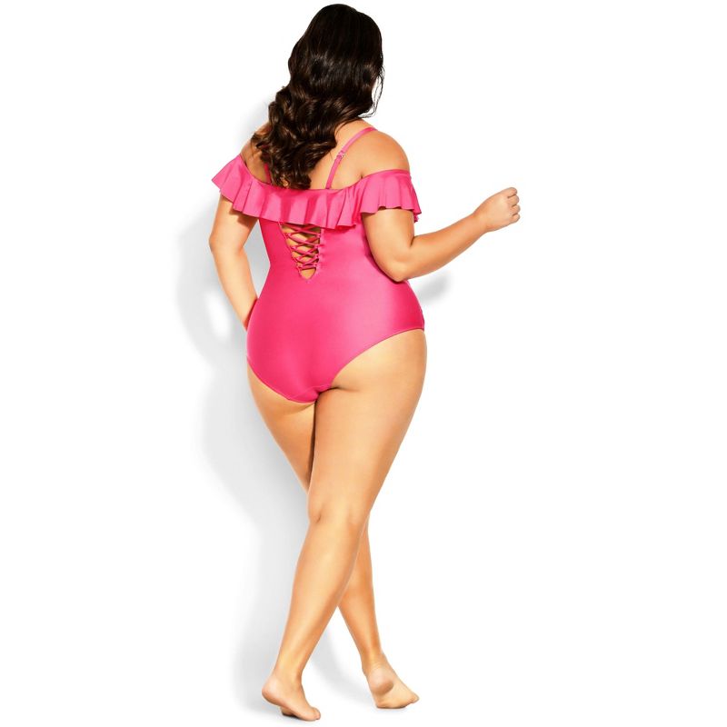 Women's Plus Size Ingrid Ruffle 1 Piece - fuchsia pink | CITY CHIC, 2 of 9