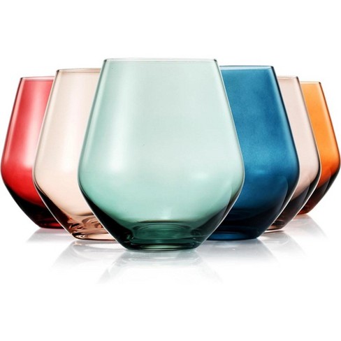 The Wine Savant Italian Colored Crystal Wine Glasses, Perfect For