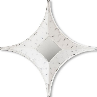HomeRoots 17" White Distressed Solid Wood Novelty Star Framed Accent Mirror