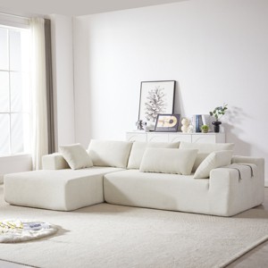 108" Chenille Modular Sectional Sofa,Upholstered L-Shape Sofa with 6 Pillows,Free Combination for Home Living Room-Baofuwish - 1 of 4