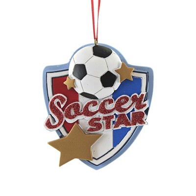 Holiday Ornament 4.0" Soccer Star Shield Ball Star  -  Tree Ornaments