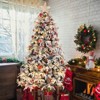 Angel Sar 7ft Pre-Lit Flocked Christmas Tree with 450 Warm LEDs, 1687 Branches, Automatic Single-Sided Design, 8 Lighting Modes with Remote, Green - 2 of 4