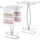 mDesign Metal Hand Towel Holder Stand for Bath Vanity Countertop, 2 Pack, Chrome