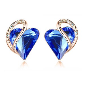 Leafael 18K Rose Gold Plated Love Heart Stud Earrings with Healing Stone Crystal Jewelry Gifts for Women - 1 of 4