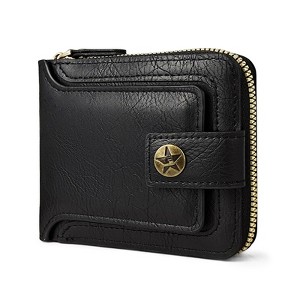 Generic Men Wallet, Vintage PU Leather Multi-Card Zipper Wallet with 10 Card Slots and Zipper - 1 of 4