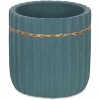 Cheung's Aurine Round Gold Trimmed Ridged Ceramic Pot - Small - Blue - 2 of 3