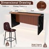 Modern Black Kitchen Island Dining Table with LED Lights and 2 Brown Bar Stools, Faux Marble Counter Height Set for Eat-in Kitchen-3irtyhousy - 4 of 4