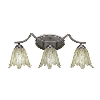 Toltec Lighting Zilo 3 - Light Vanity in  Graphite with 7" Vanilla Leaf Shade