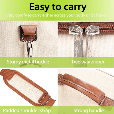 Beige 4-Bottle Insulated Canvas Wine Carrier Tote