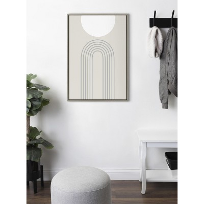 Gray Abstract Full Moon and Mountain Canvas Art, 23x33