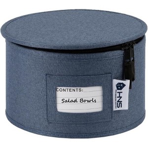 Hard Shell China Organizer with Dividers - Holds 12 Pieces - Durable & Stackable Storage Box for Seasonal Dishware Protection - Denim Blue - 1 of 4