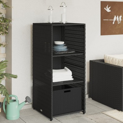 vidaXL Patio Storage Cabinet Black 19.7 in.x21.7 in.x45.3 in. Poly Rattan