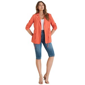 VENUS Womens Linen Drawstring Blazer - 1 of 4