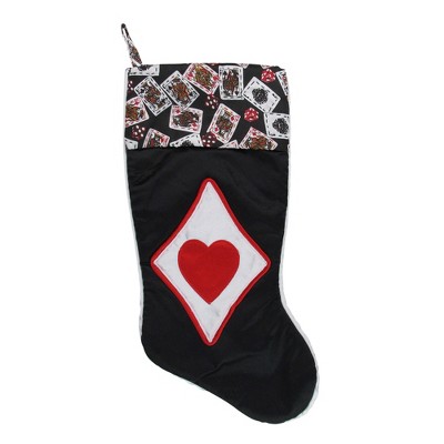  Santa's Best 19" Black and Red Casino Gambling Christmas Stocking 