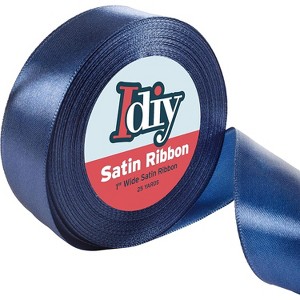 iDIY Satin Ribbon (1", 25Yards) No wire,  Arts & Crafts, Gift Wrapping, Basket Decor, Sewing Projects, Party Decor, Hair Bows - Navy Blue - 1 of 4