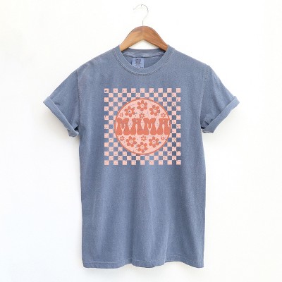 Simply Sage Market Women's Checkered Mama Flowers Short Sleeve Garment Dyed Tee