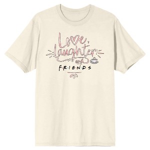 Friends TV Love And Laughter Crew Neck Short Sleeve Natural Women's T-shirt - 1 of 2