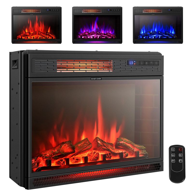 Tangkula 25" Electric Fireplace Wall Recessed Electric Heater w/Remote Control Touch Screen Thermostat Timer, 1 of 11