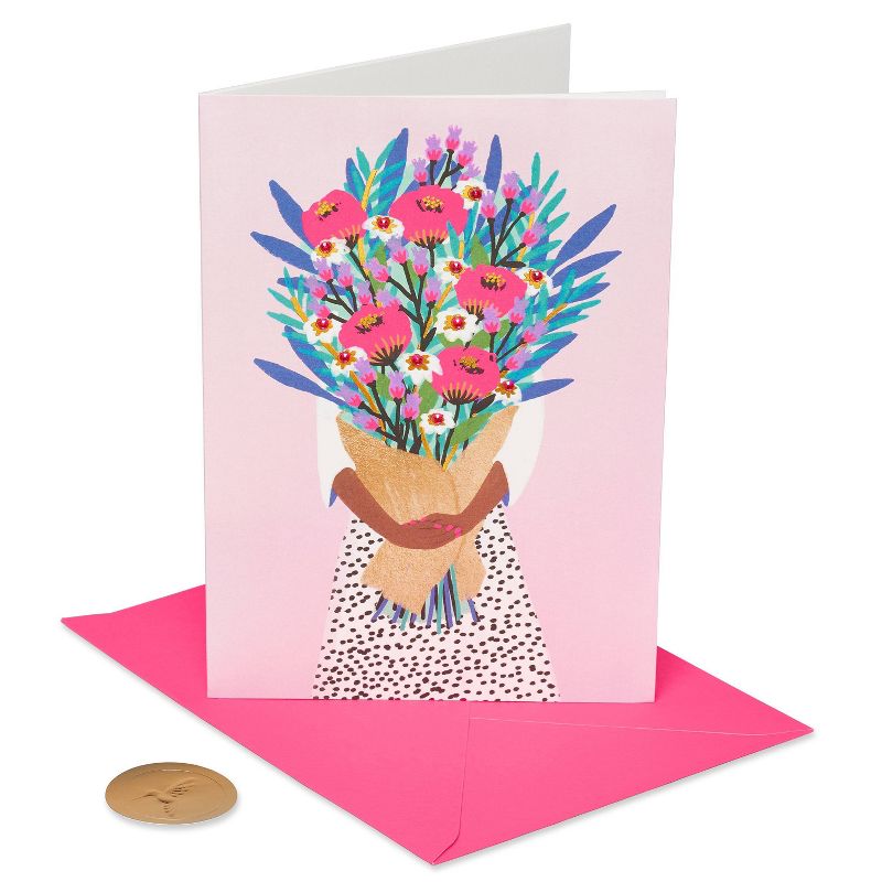 Girl Holding Flowers &#39;Happy Birthday&#39; Card - PAPYRUS, 1 of 8
