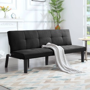 MAYEERTY 69 Inch Futon Sofa Bed Quick Conversion, Sturdy Faux Wood Frame, Faux Suede Cushions - 1 of 4