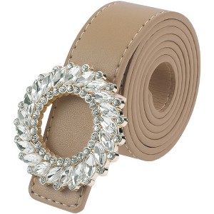 INSPIRE CHIC Women's Faux Leather Belt Fashion Ladies Belt with Rhinestone Buckle for Jeans Pants - 1 of 4