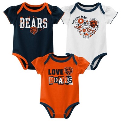 Image of NFL Chicago Bears Infant Girls' 3pk White Bodysuit - 3-6M