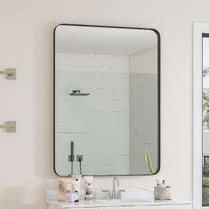 Lyngins Black Rectangular Wall Mirror, Metal Framed Bathroom Mirror, Modern Bathroom Decor, Fog-Proof Vanity Mirror for Bathroom Sink & Home - 1 of 4