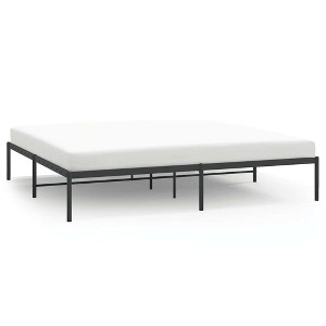 vidaXL Bed Frame Metal Platform Bed Base Mattress Foundation for Home Bedroom - Black California King without headboard - 1 of 4