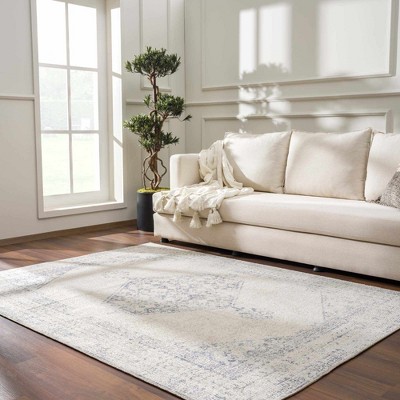 Hauteloom Mortye Cream & Blue Medallion Area Rug