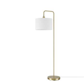 58" Brass Floor Lamp with White Linen Shade - Globe Electric