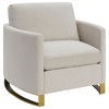 Fabric Upholstered Curved Track Arm Chair with Plush Cushioning and Gold-Finished Stainless Steel Legs - 3 of 4