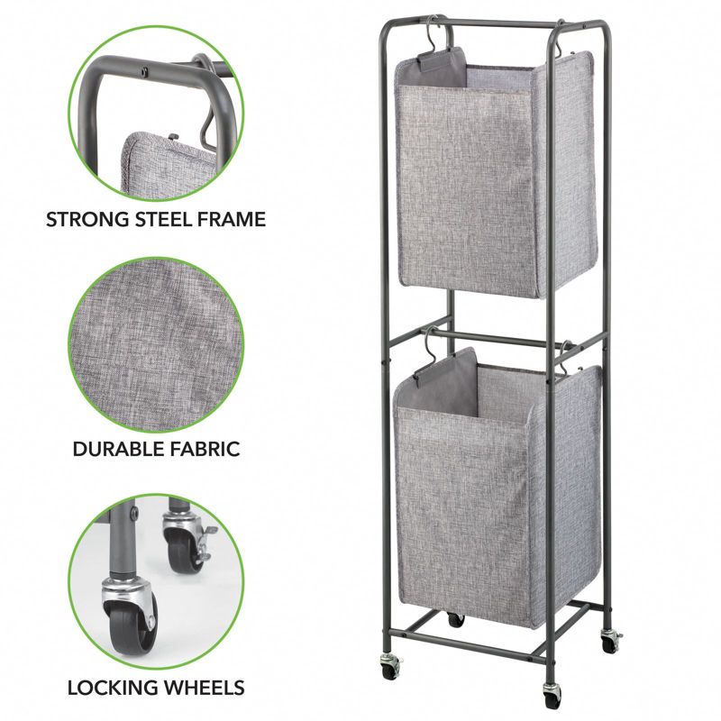 mDesign Vertical Portable Laundry Hamper Basket - Metal Frame, 2 of 6
