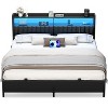 Besiost Bed Frame with Upholstered Storage Headboard, Bedframe with Charging Station and LED Light - 2 of 4