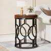 FONTOI 20'' Round End Table, Modern Accent Side Table with O-Shaped Base for Living Room, Bedroom, Brown&Black, 19.69"*25.59"*19.69" - 2 of 4