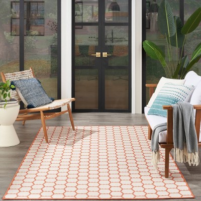 Coral Geometric Reversible Flat Woven 5' x 7' Rug