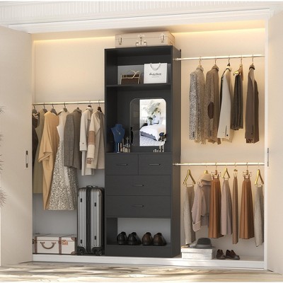 Aheaplus 25'' - 96'' W Closet System with Mirror