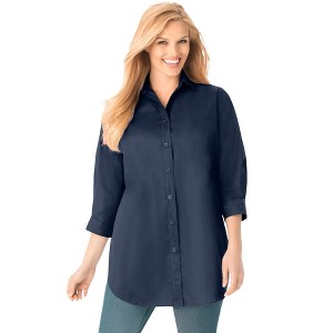 Woman Within Perfect Three Quarter Sleeve Shirt - 1 of 4
