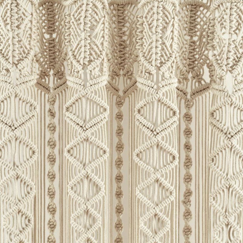 Boho Macrame Textured Cotton Window Curtain Panel - Lush Décor, 4 of 17