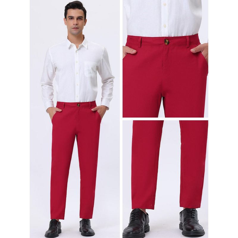Lars Amadeus Men's Straight Fit Flat Front Chino Solid Color Dress Pants, 4 of 6