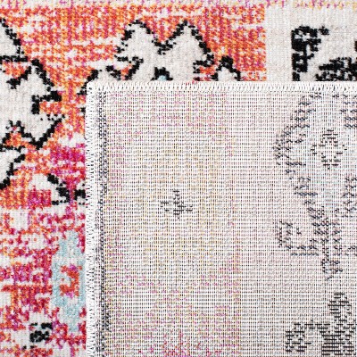 Aqua Fuchsia Medallion 79" Square Easy-Care Outdoor Rug