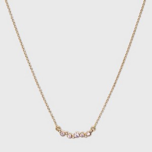 Cubic Zirconia Bar Necklace - A New Day Rosewater Opal/Gold, Women