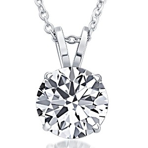 Pompeii3 Certified 3.00Ct Diamond Pendant 14k White Gold Lab Created Necklace - 1 of 4