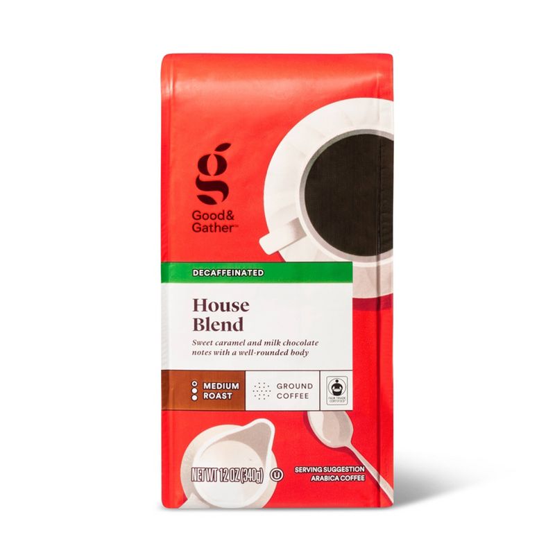 House Blend Medium Roast Ground Coffee - Decaf - 12oz - Good &#38; Gather&#8482;, 1 of 5