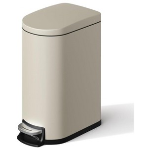 Slim Stainless Steel Trash Can 10L - Space-Saving Rectangular Design, Removable Inner Bucket, Soft-Close Lid - For Kitchen, Bathroom and Office - 1 of 4