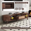 TV Stand for 75” TV,67” Modern Media Console with Rattan Drawer and Sliding Doors,Entertainment Center for Living Room-Baofuwish - 2 of 4