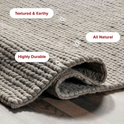 Hand-Tufted Light Grey Wool Blend 8' x 10' Oval Area Rug